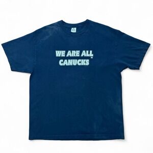 Vintage Y2K Vancouver Canucks NHL Hockey Faded Black Navy Distressed T-shirt